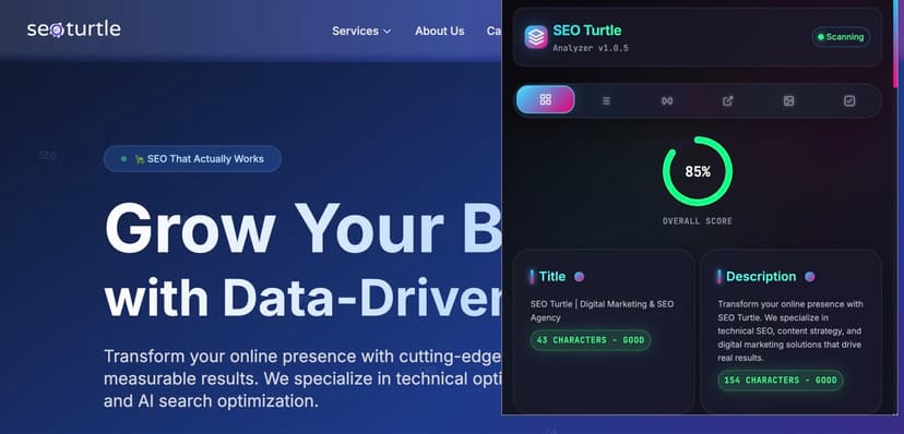 Free SEO Audit Extension Results