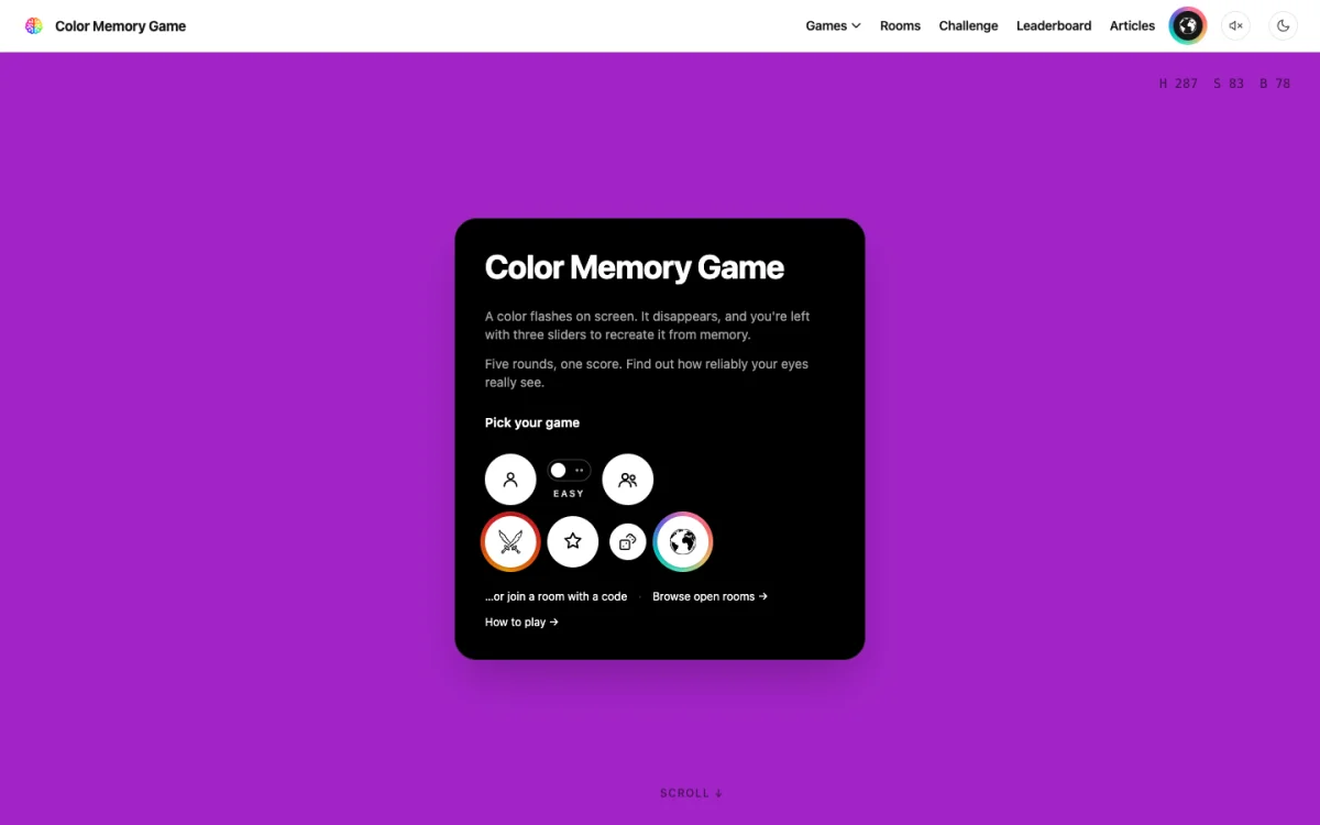 Color Memory Game: 0 to 14,000 Clicks in 5 Weeks