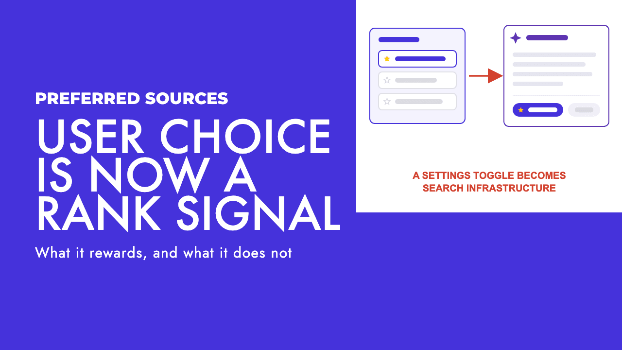 Diagram of a user starring a source in Google settings and that choice feeding into an AI answer as a ranking signal, by SEO Turtle