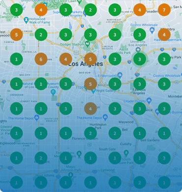Geo grid showing improved local search visibility