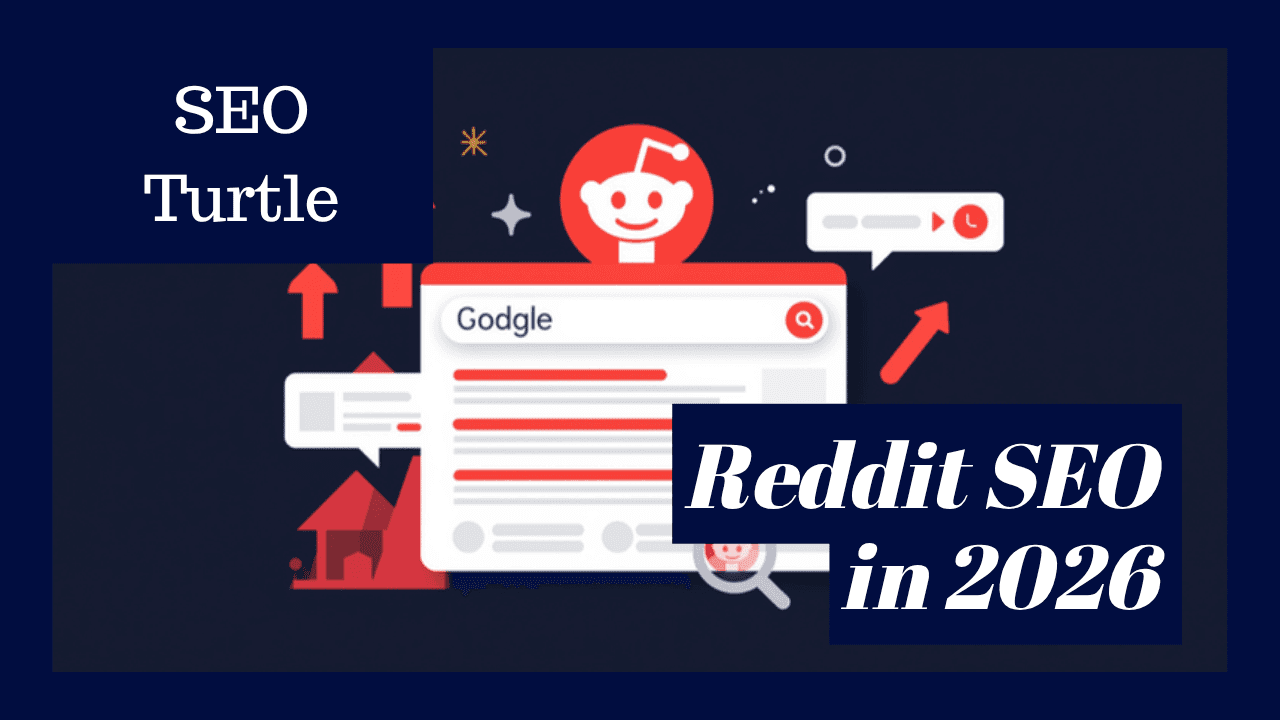 Reddit logo sitting at the top of a Google search results page, illustrated by SEO Turtle
