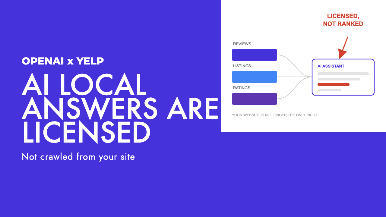 Diagram of licensed review and listing data from platforms flowing into an AI assistant's local recommendation, by SEO Turtle