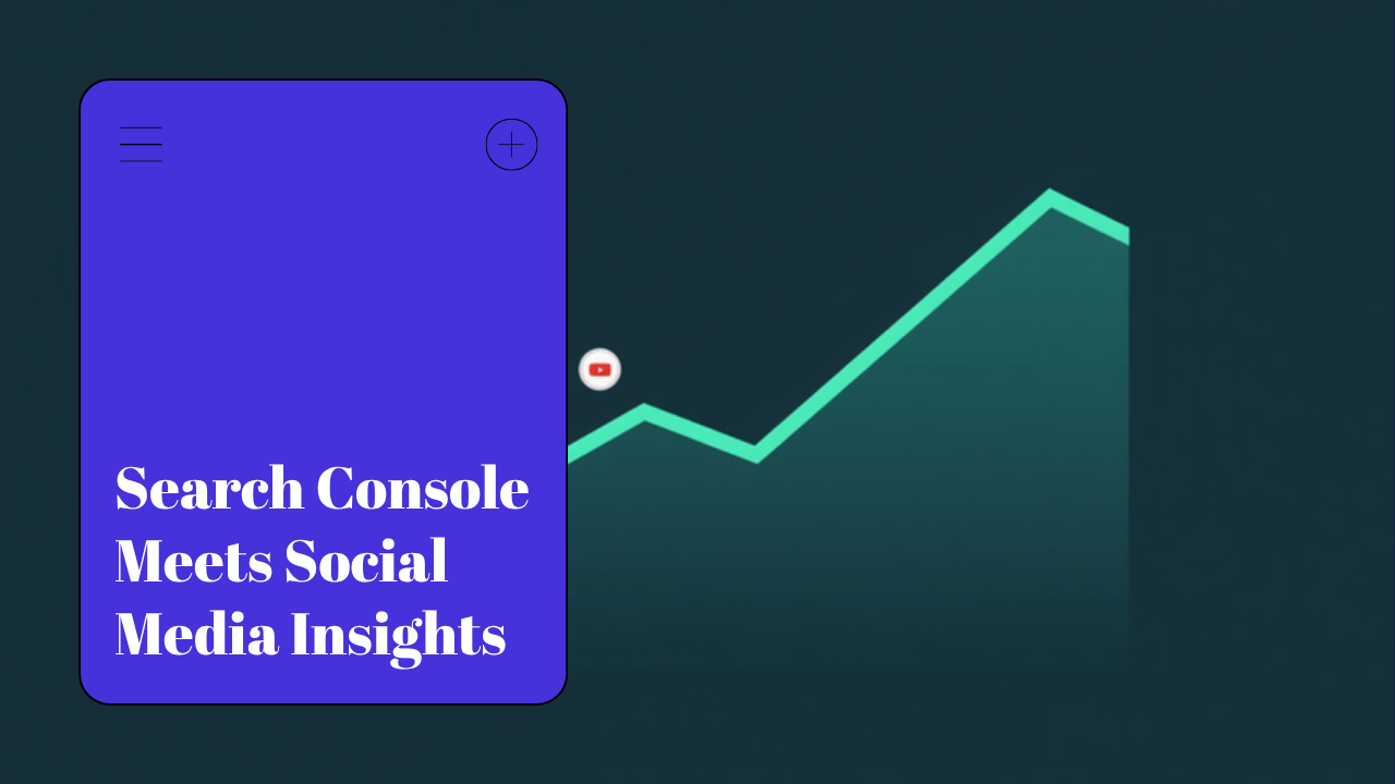 Google Search Console dashboard showing Instagram, TikTok, X and YouTube icons feeding into a Search performance chart, by SEO Turtle